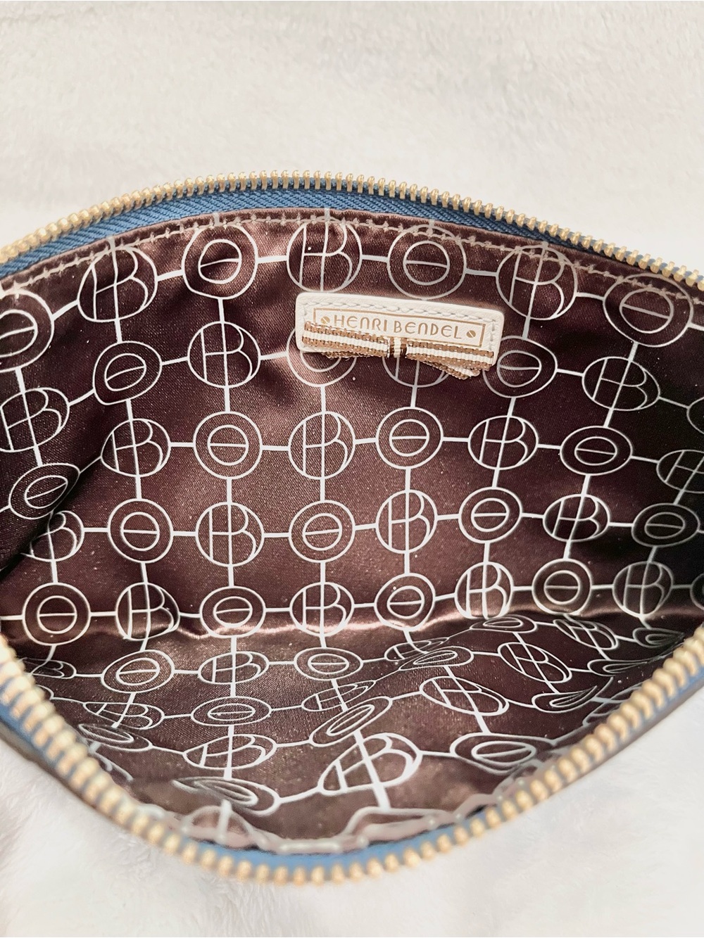 Henri Bendel West 57th Saffiano Leather Travel Pouch Wristlet Sky Blue NWOT - Picture 8 of 8